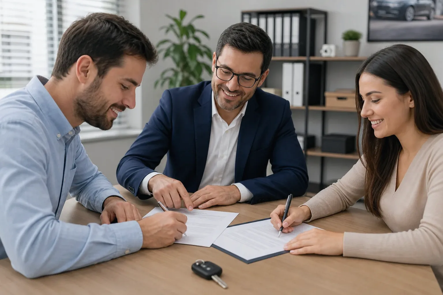 Profissional ajudando um cliente no processo de transferência de veículo em Breves.